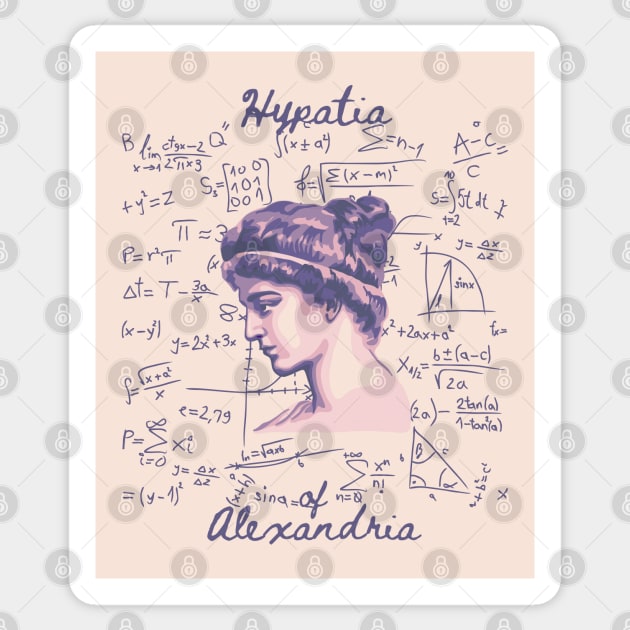 Hypatia of Alexandria Portrait and Quote Sticker by Slightly Unhinged